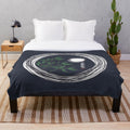 Plush blanket with hand-drawn bamboo and moon illustration