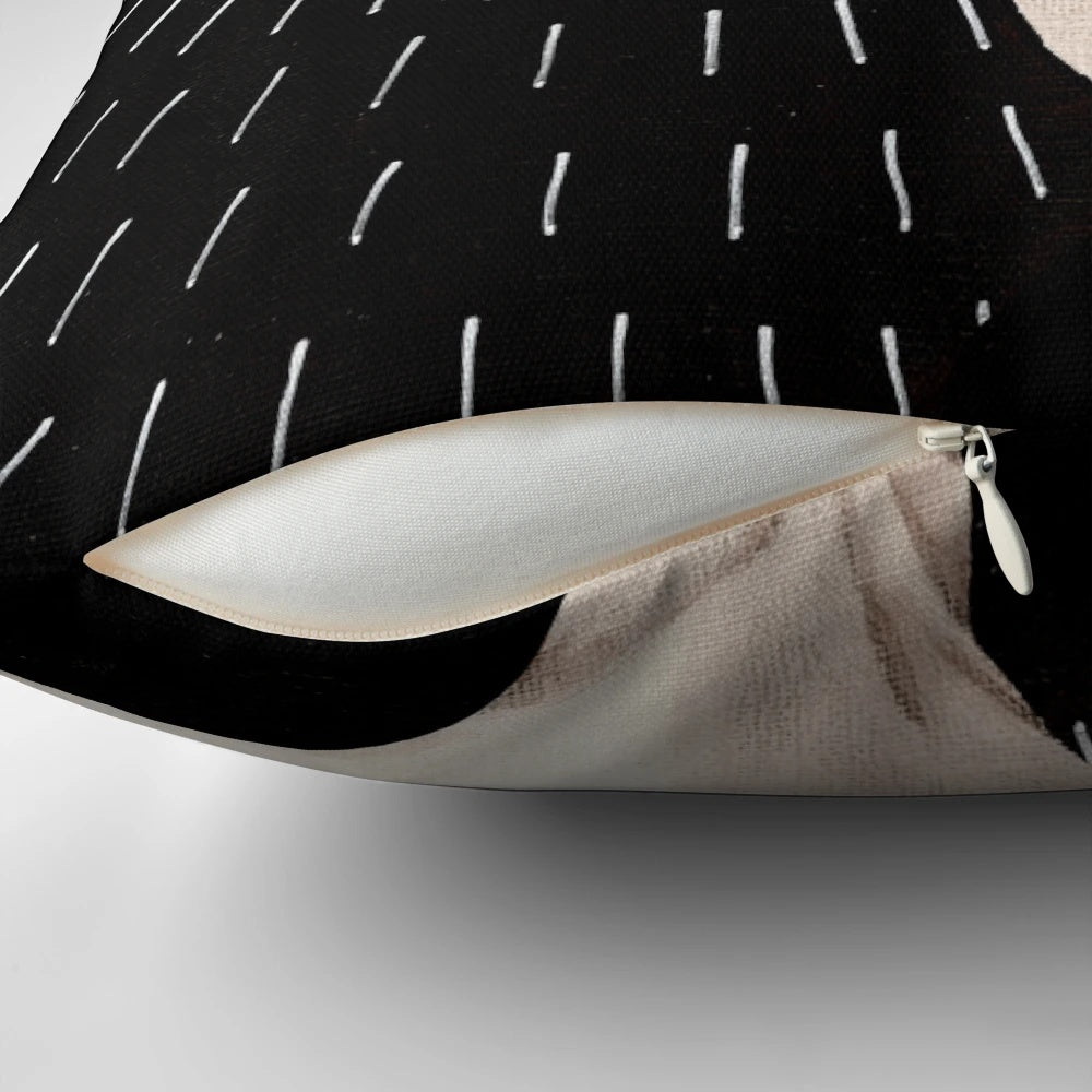 Freda Pillow featuring a high-contrast black and white portrait of a woman