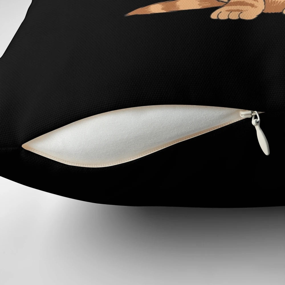 Decorative cat-themed pillow with Japanese-inspired Catana design
