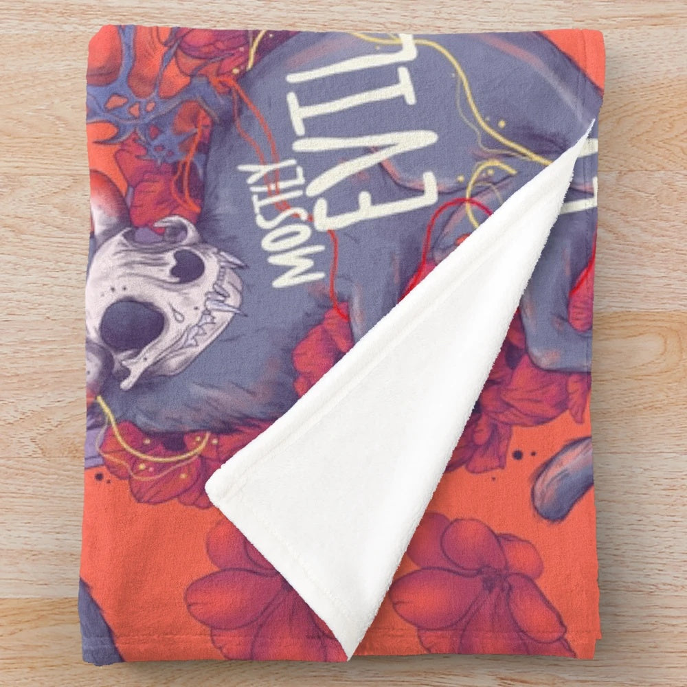 Artistic Cat Plush Blanket with Enchanting Floral Design