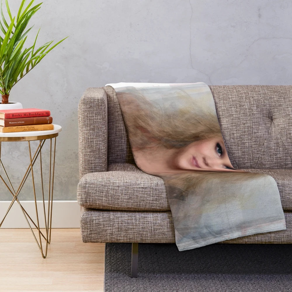 Amy Schumer portrait plush blanket with photographic overlay art