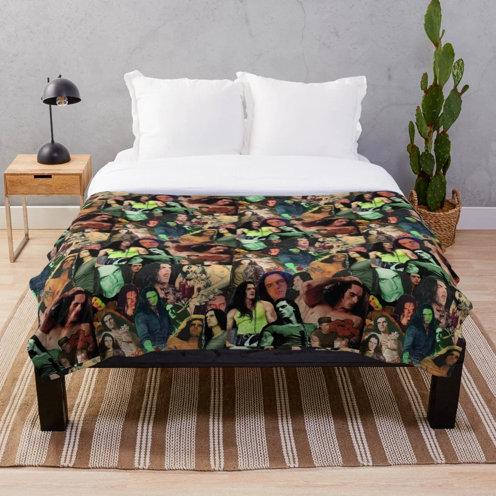 Artistic dark goth collage plush blanket featuring imagery inspired by the music of Type O Negative
