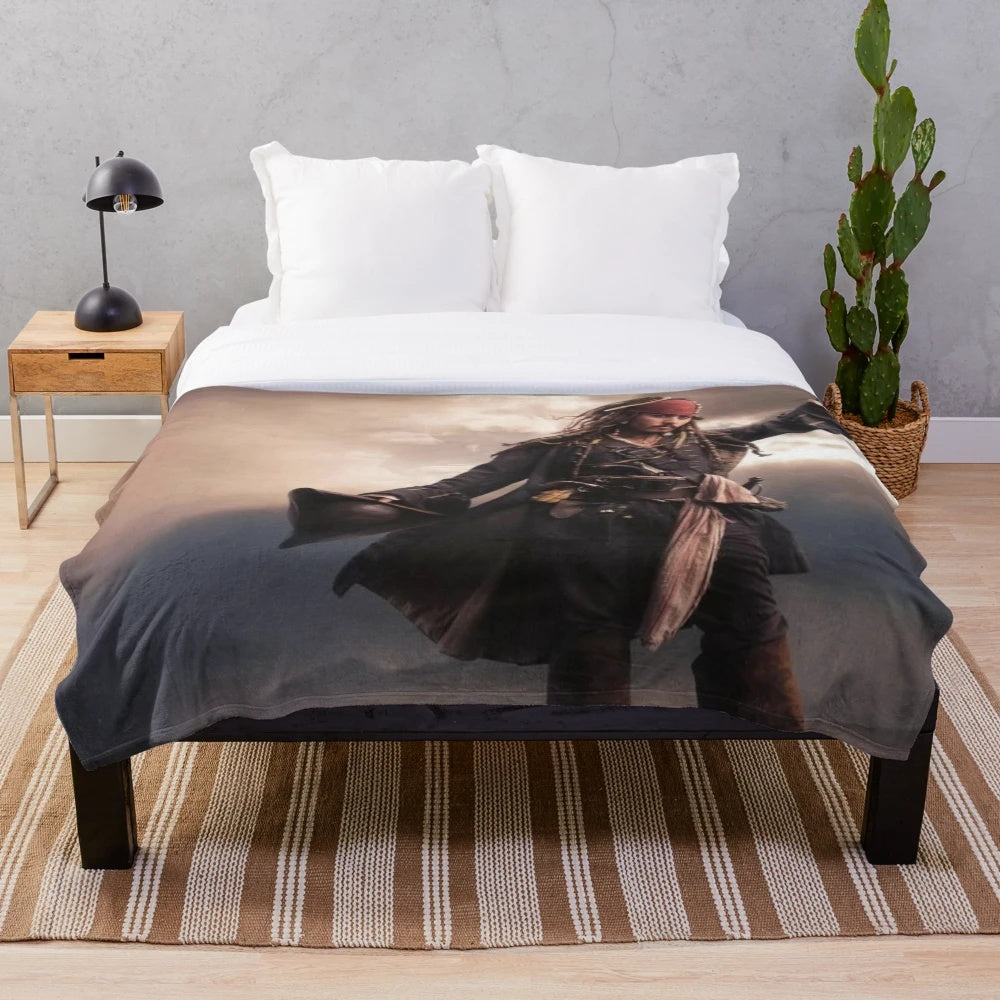 Johnny Depp portrait art plush blanket