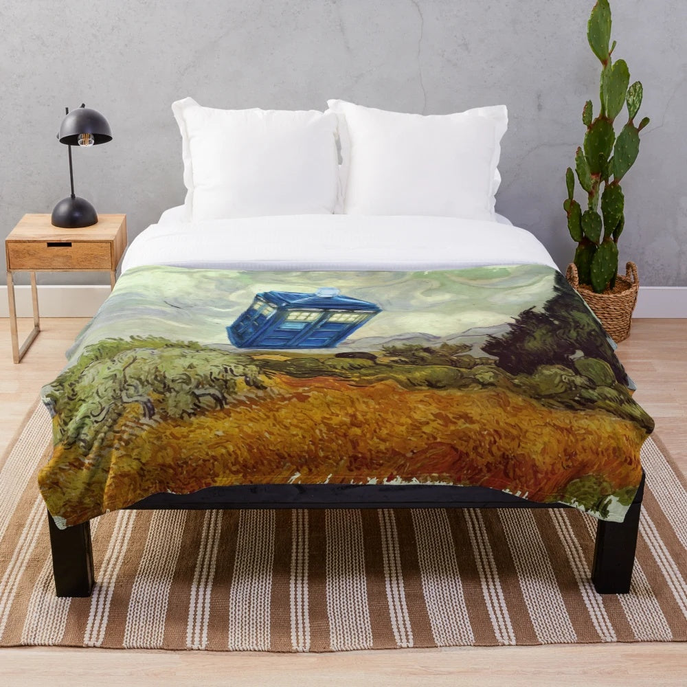Doctor Who inspired oil painting style plush blanket
