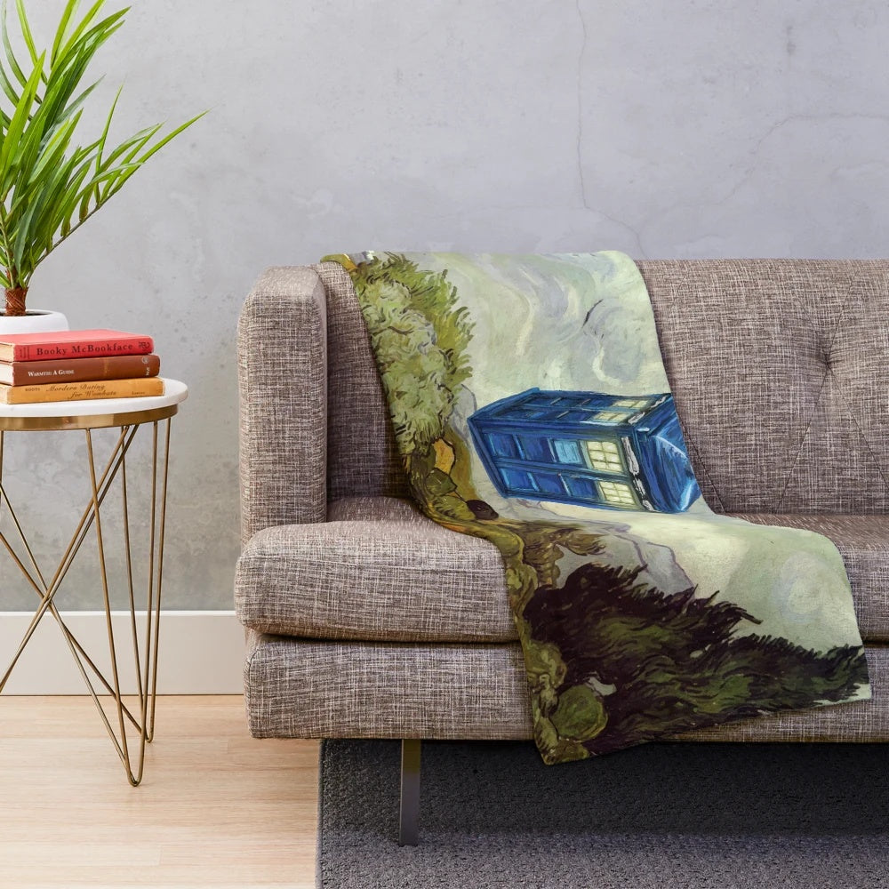 Doctor Who inspired oil painting style plush blanket