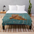 Dogue de Bordeaux digital art plush blanket with watercolor and oil paint design