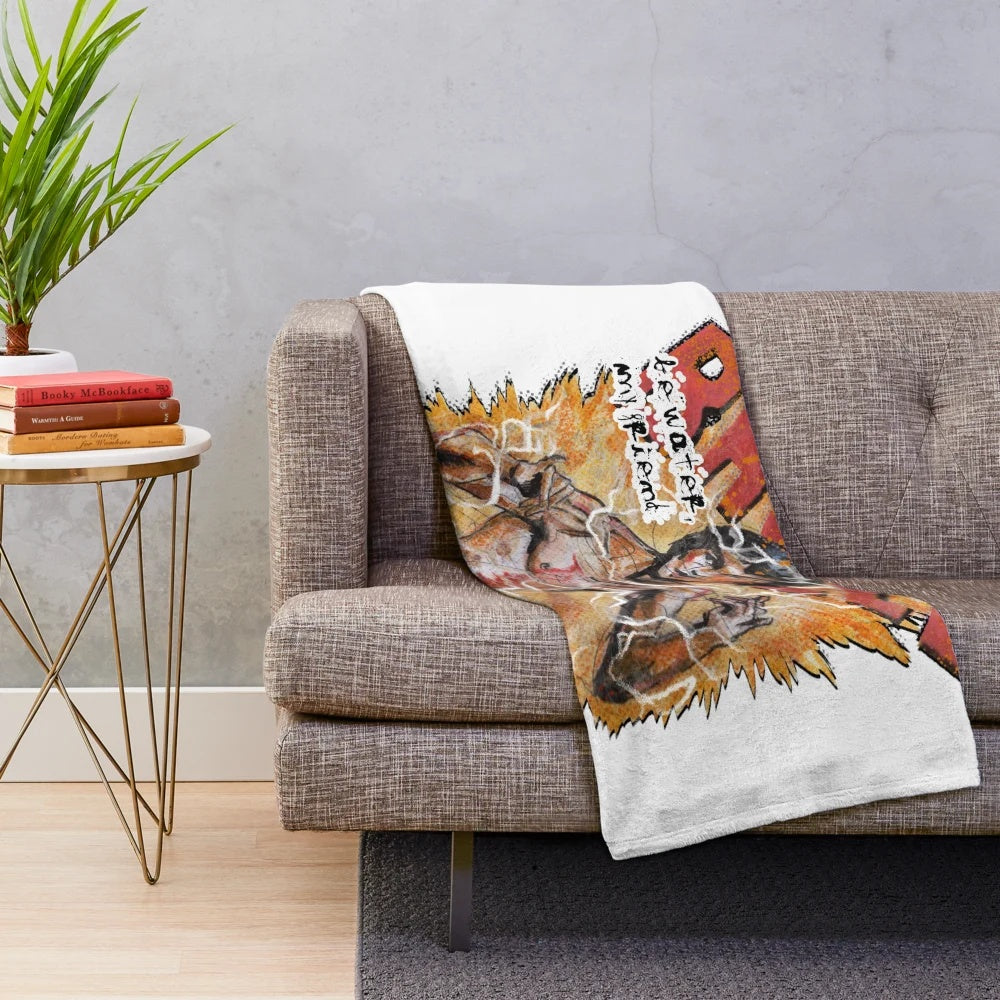 Plush blanket featuring an artistic dragon illustration in a martial arts cinema style