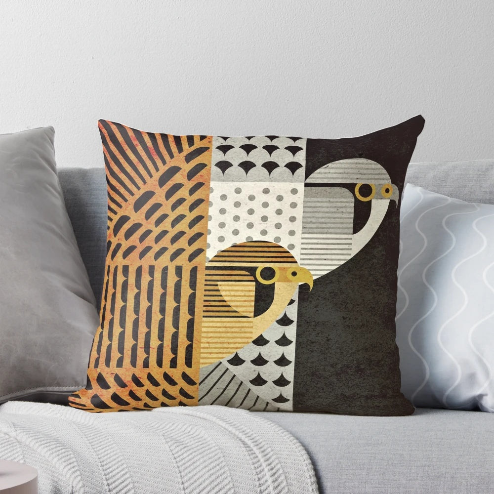 Digital illustration of a pair of Eurasian kestrels, a type of small falcon