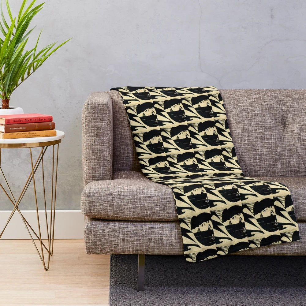 Expressionist-inspired plush blanket featuring a femme fatale design