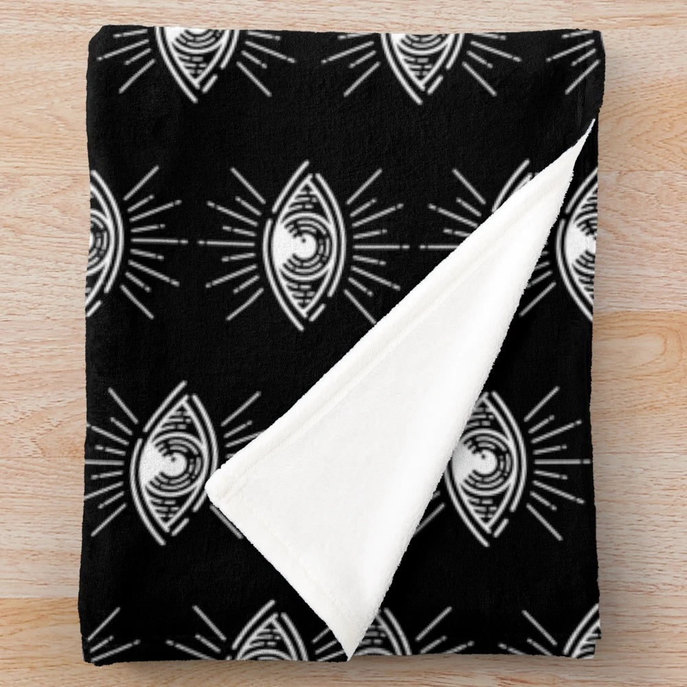 Artistic eye-themed plush blanket with a minimal, tattoo-inspired vector design