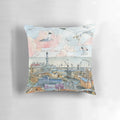 Watercolor illustration of the iconic Genoa lighthouse and cityscape