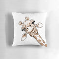 Decorative throw pillow featuring a hand-sketched giraffe design in a playful, whimsical style.