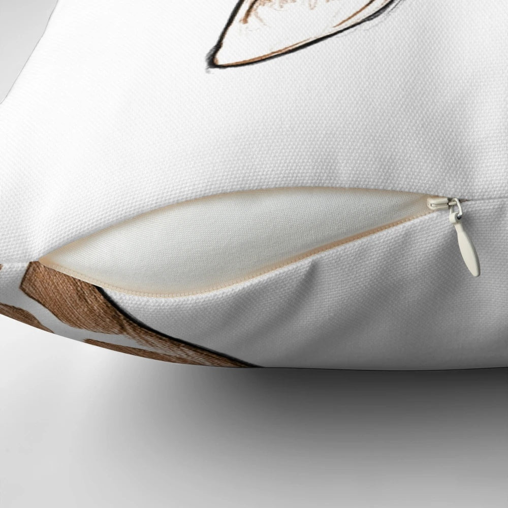 Decorative throw pillow featuring a hand-sketched giraffe design in a playful, whimsical style.