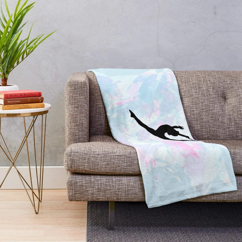 Gymnastics silhouette plush blanket for artistic gymnasts