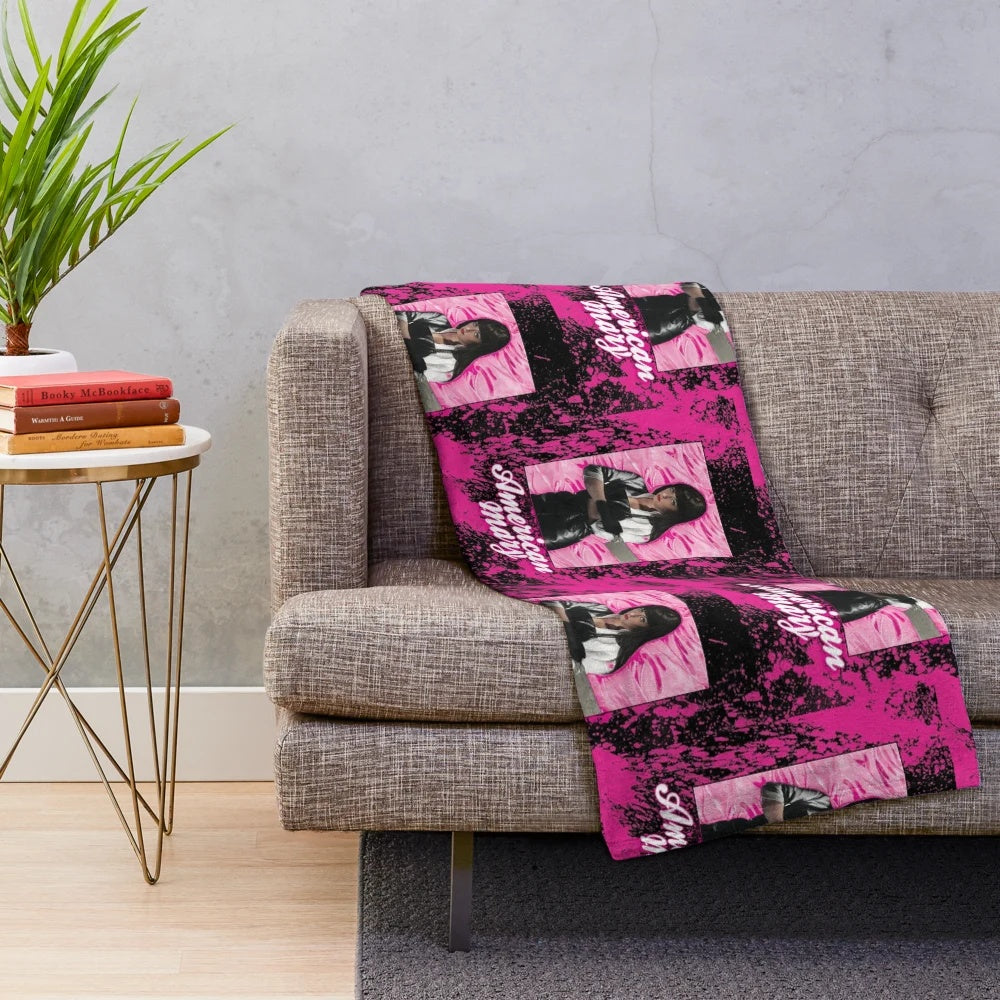 Artistic horror-themed plush blanket featuring elements from the American Mary movie