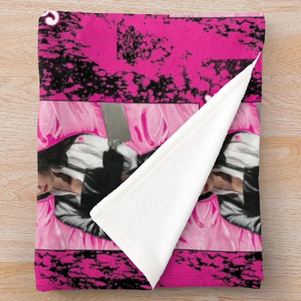 Artistic horror-themed plush blanket featuring elements from the American Mary movie