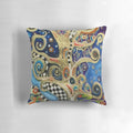 Decorative throw pillow featuring a colorful abstract nature scene in the style of Gustav Klimt's expressionist artwork