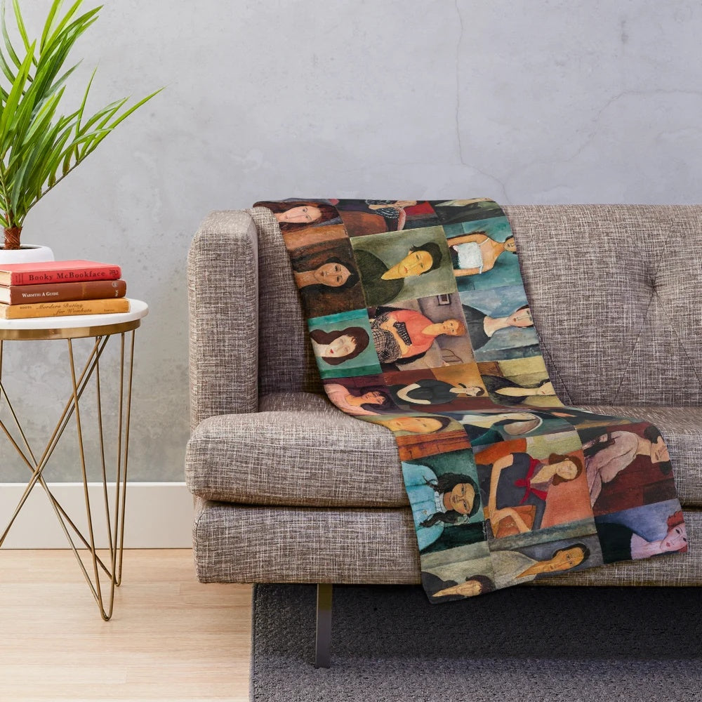 Modigliani Plush Blanket featuring the iconic artwork of the Italian artist