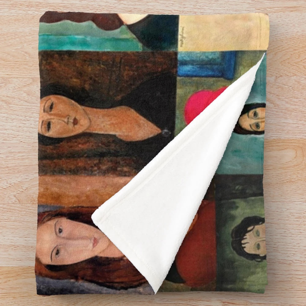 Modigliani Plush Blanket featuring the iconic artwork of the Italian artist