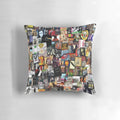 Artistic music album collage featuring bands and album covers