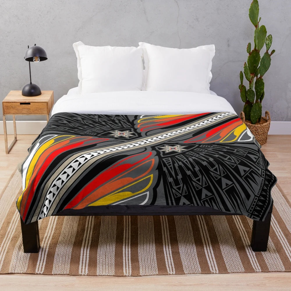 War Eagle (BRYW) Plush Blanket featuring Native American-inspired graphic designs