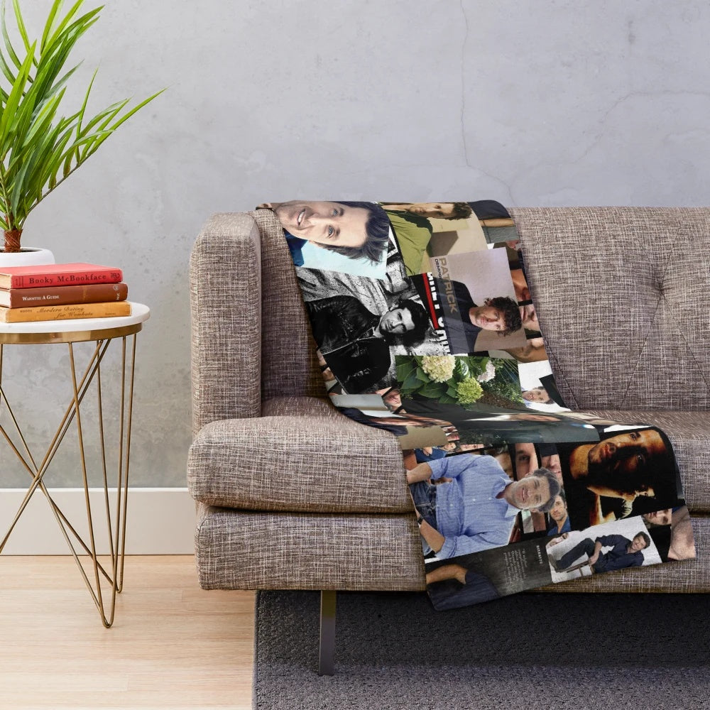 Abstract collage design featuring handsome actor Patrick Dempsey