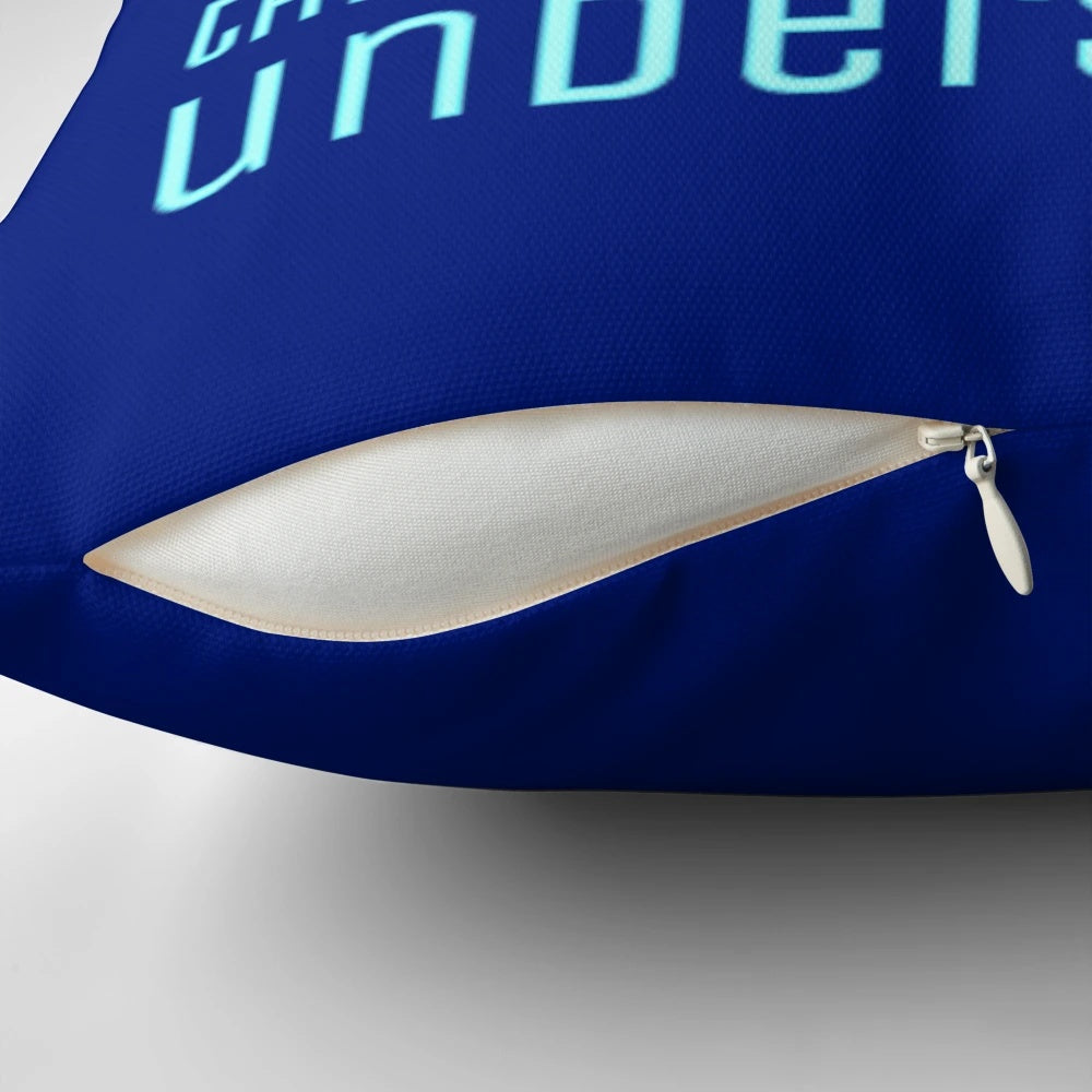 Percy Jackson inspired throw pillow with blue and dark design