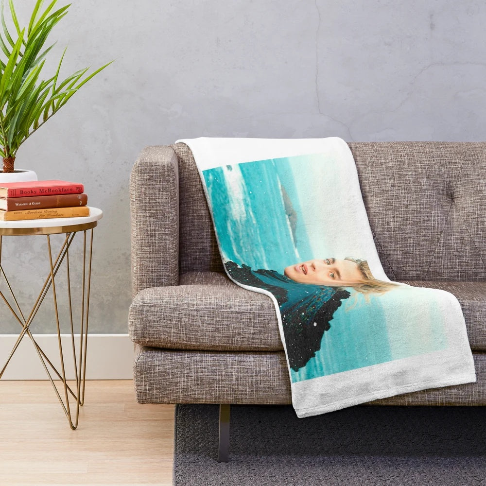 Plush blanket featuring a captivating retro portrait with a cinematic aesthetic