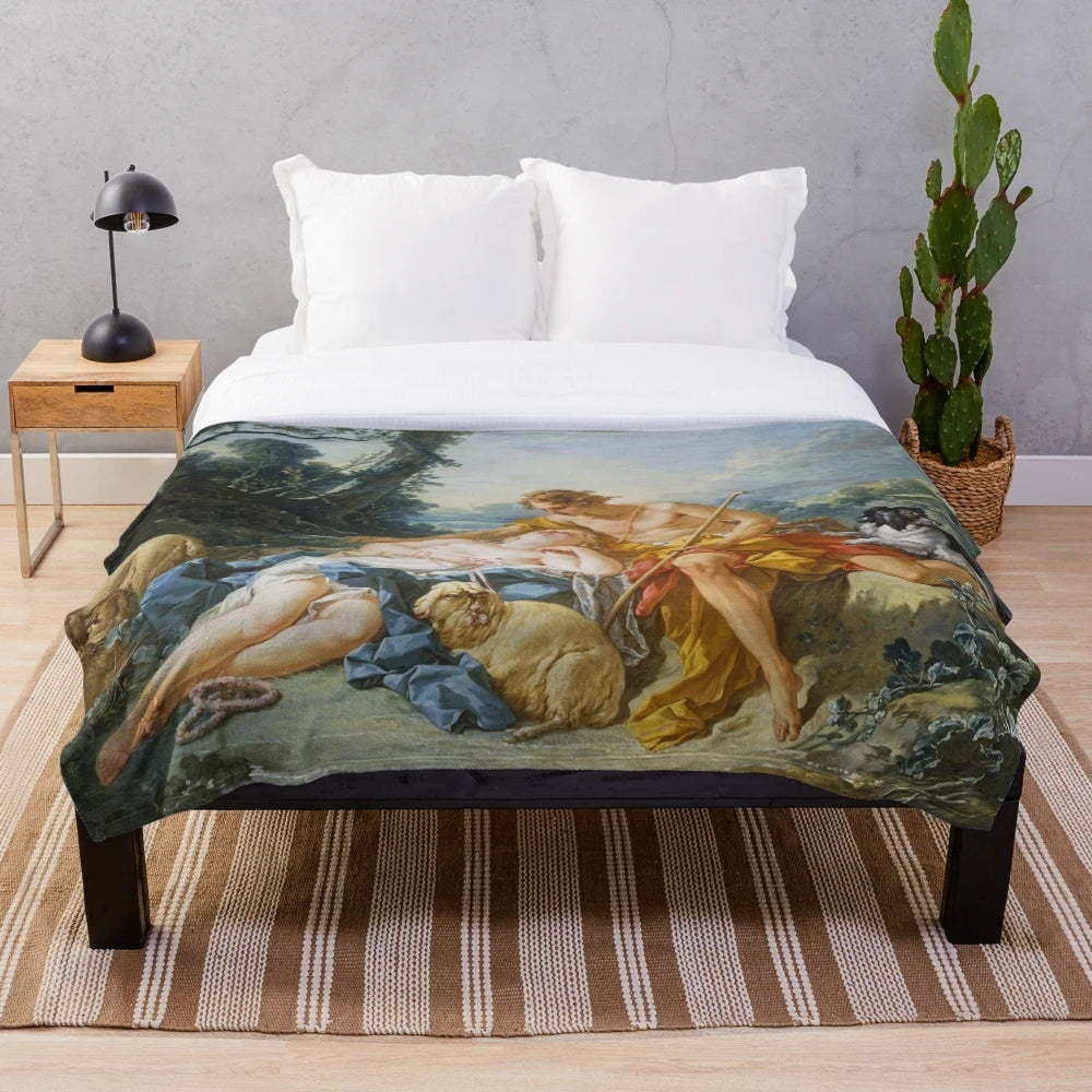 Plush blanket featuring the painting "Daphnis and Chloe" by François Boucher