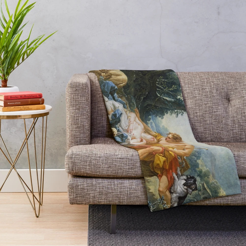 Plush blanket featuring the painting "Daphnis and Chloe" by François Boucher
