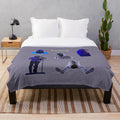 Cozy plush blanket with a vibrant illustration of a boy playing a ukulele
