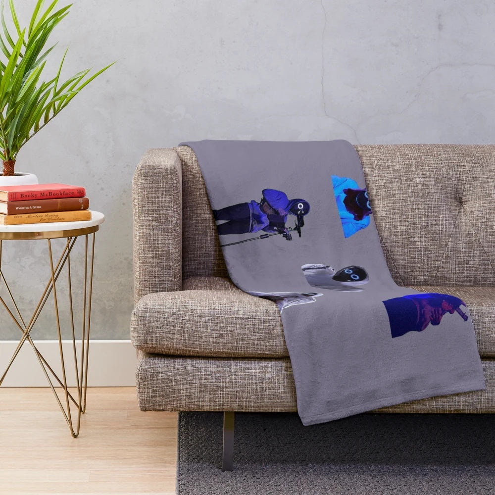 Cozy plush blanket with a vibrant illustration of a boy playing a ukulele
