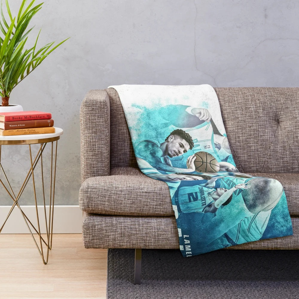 LaMelo Ball Inspired Plush Blanket with Basketball Player Art Design