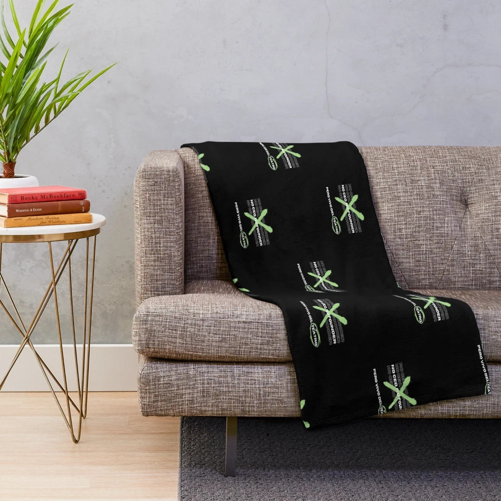 Plush blanket with minimalist theater-inspired design