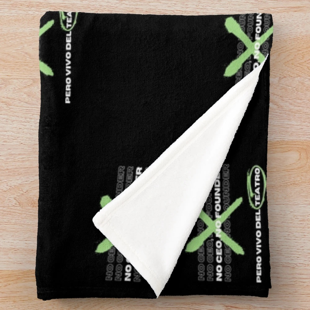 Plush blanket with minimalist theater-inspired design