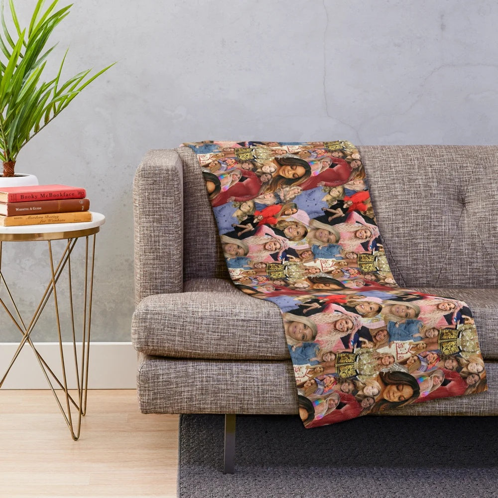 Plush blanket with Wendy Williams pop art style repeat pattern design