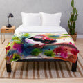 Puffin plush blanket with watercolor-style bird design