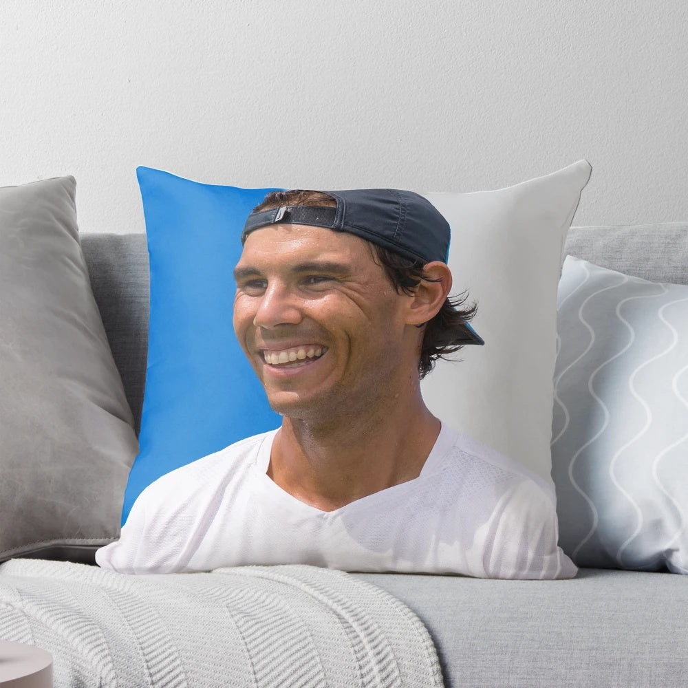 Artistic illustration of tennis player Rafael Nadal on a pillow