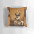 Artistic illustration of a roe deer on a decorative pillow