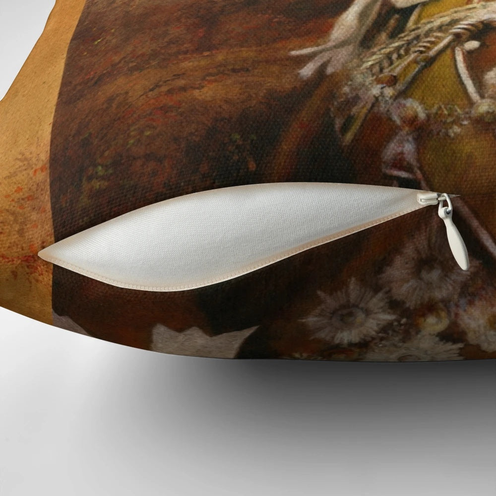 Artistic illustration of a roe deer on a decorative pillow