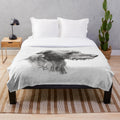 Sketch of a Scottish Deerhound dog on a plush blanket