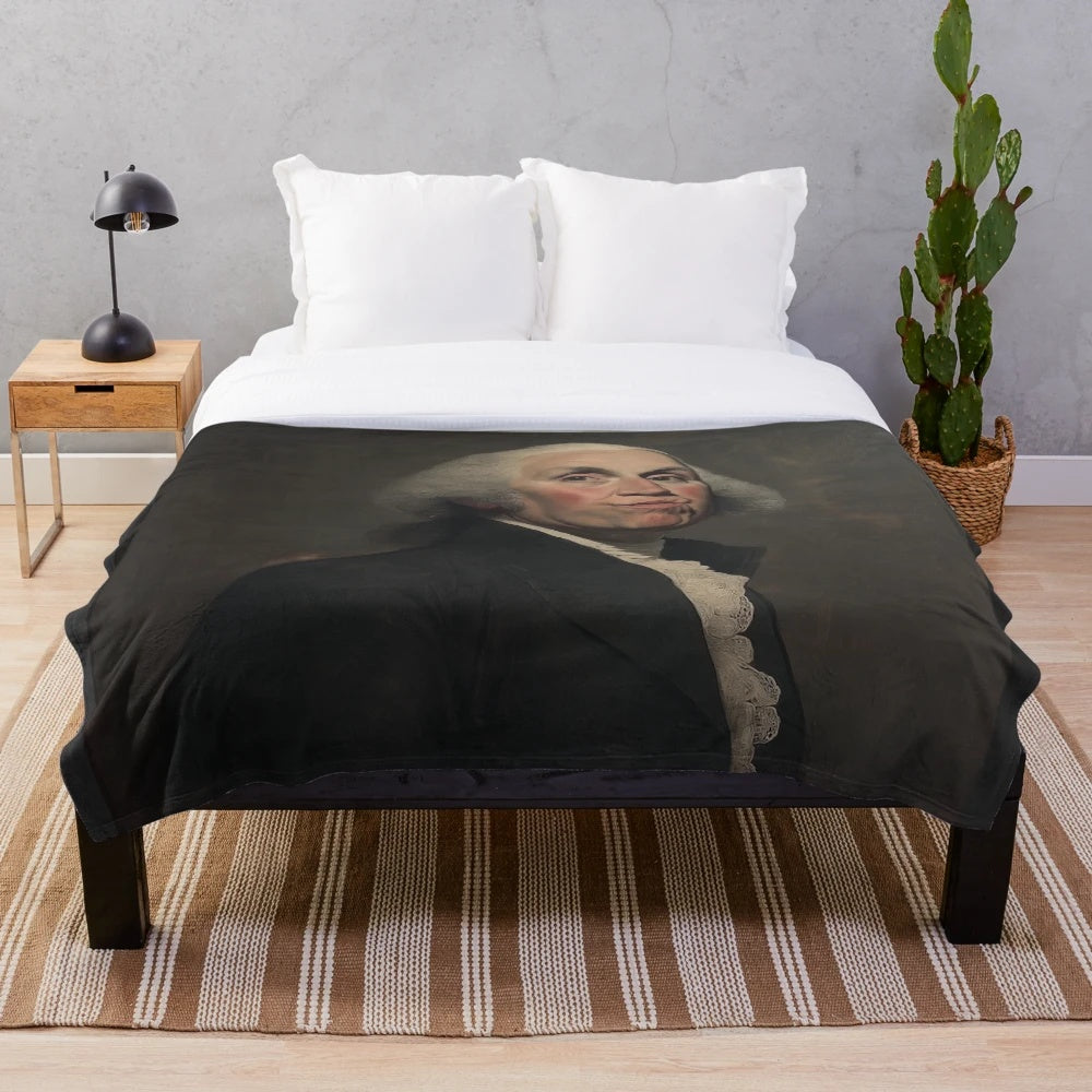 George Washington selfie parody plush blanket with classical painting inspired design