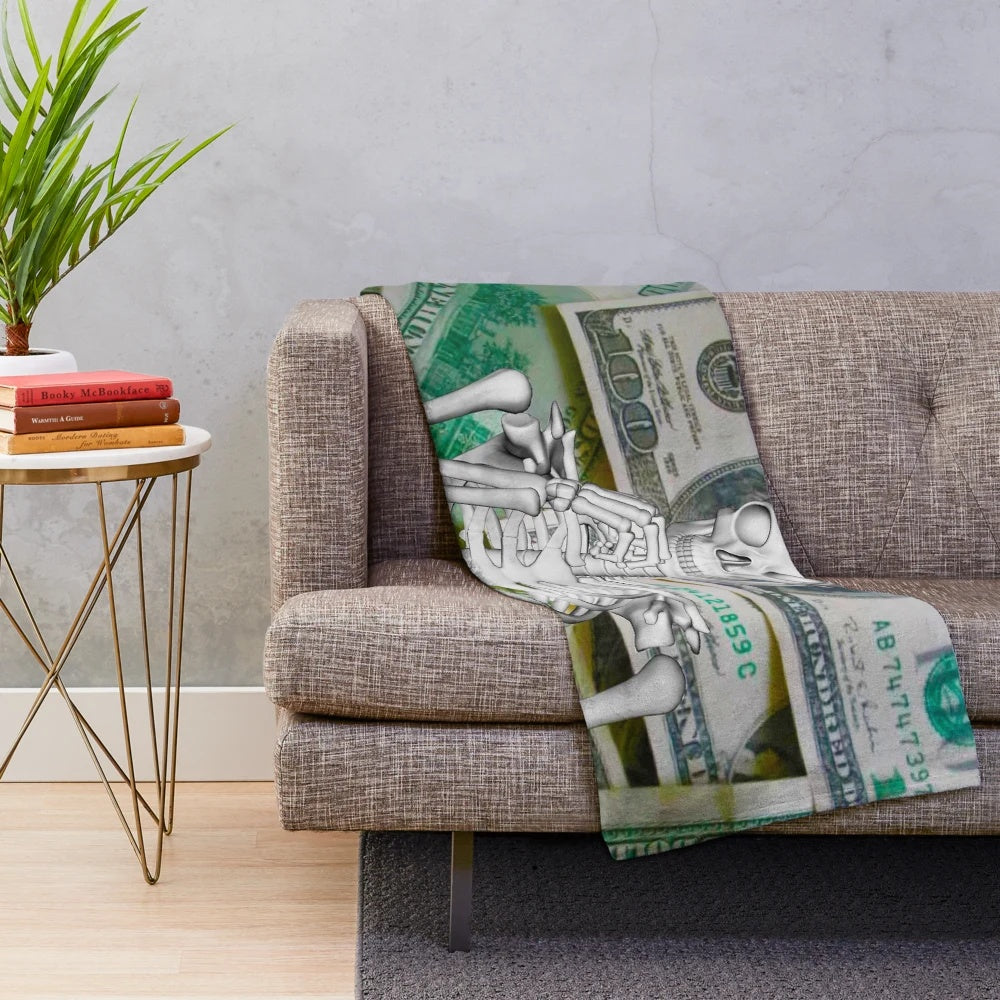 Skeleton Plush Blanket with Enchanting Fantasy and Abstract Design