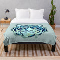 Plush tiger print blanket with artistic urban design