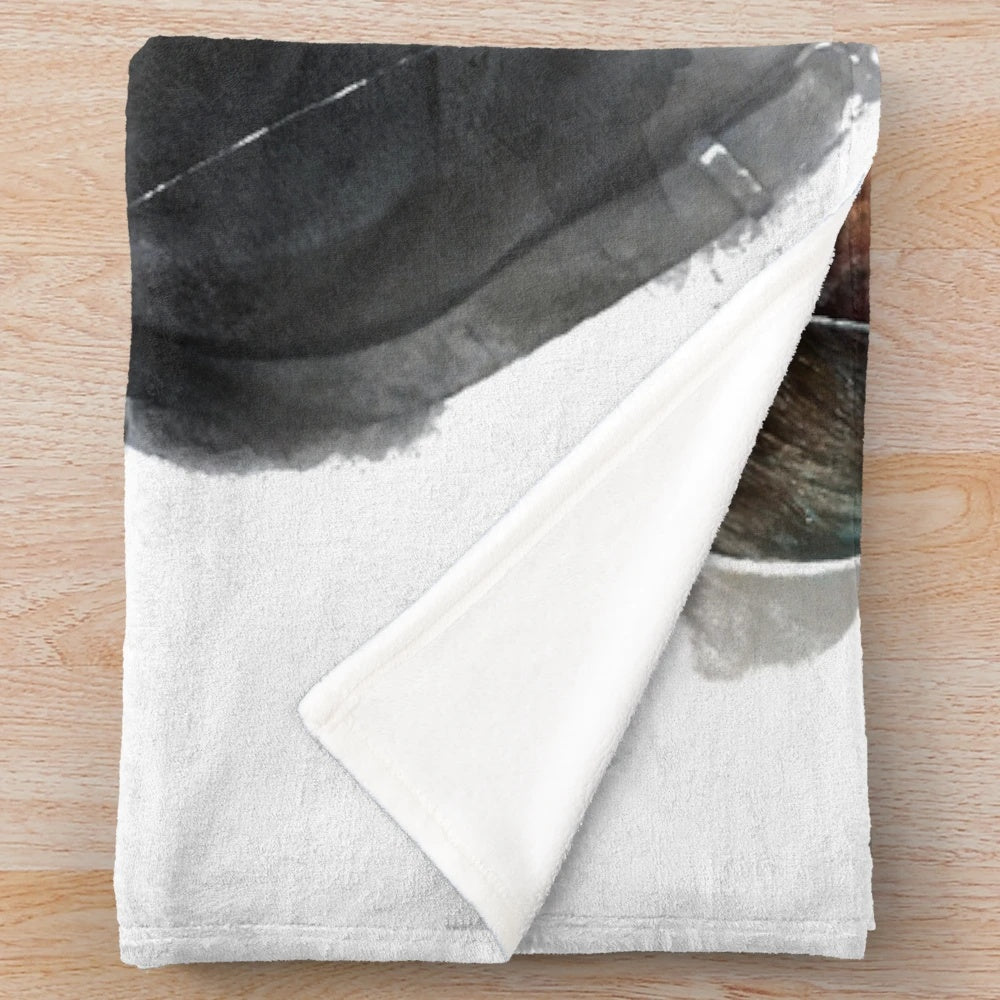 Tomb Raider inspired handdrawn watercolor art plush blanket
