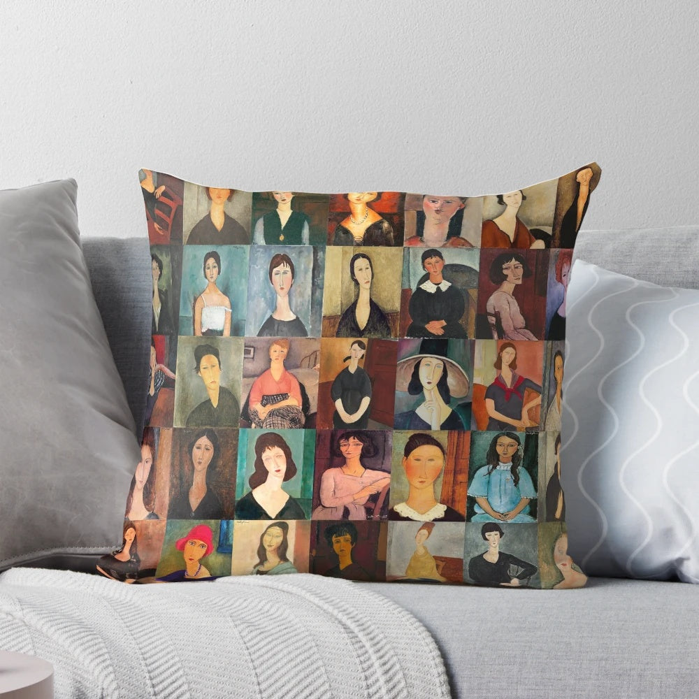 Stylized Pillow Featuring Amadeo Modigliani's Iconic Artistic Expression