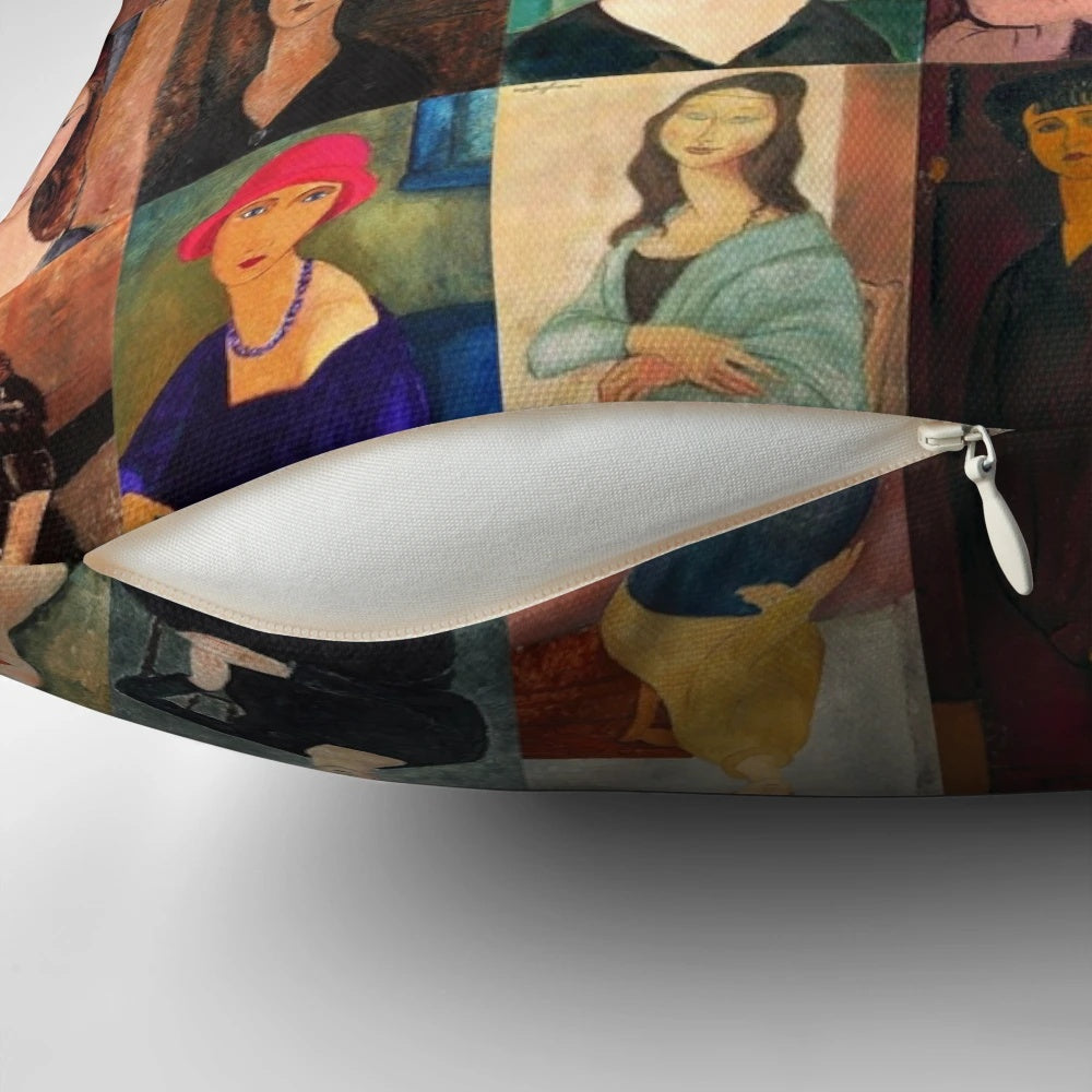 Stylized Pillow Featuring Amadeo Modigliani's Iconic Artistic Expression