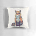 A water color painting of a beautiful fox in a woodland setting
