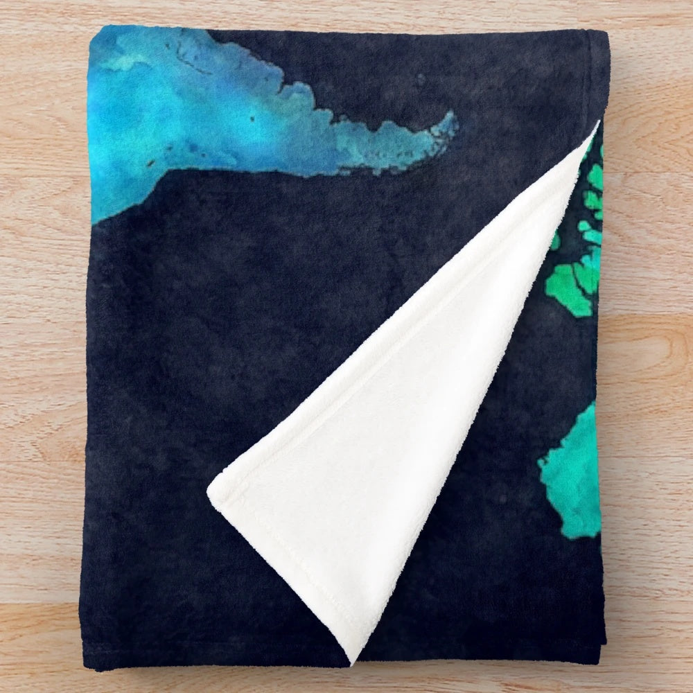Watercolor world map plush blanket