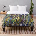 Multicolor, textured plush blanket with a stylish, designer appearance